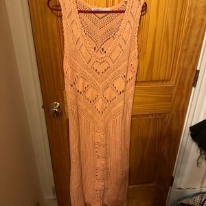 Free People Santorini Fauxchet Sweater Dress NWOT peach